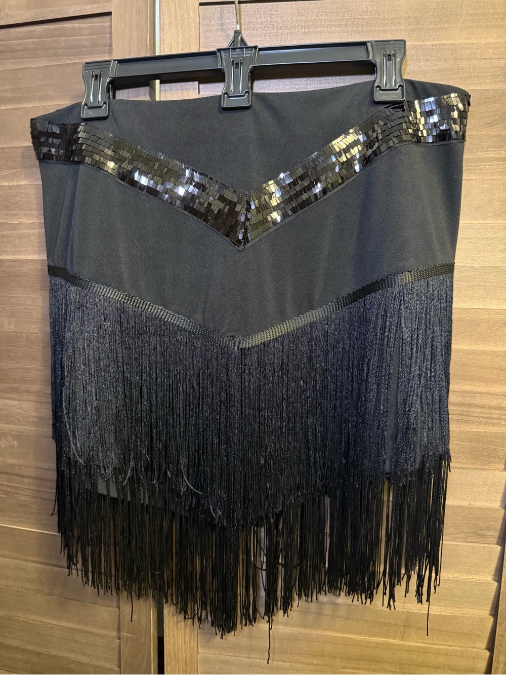 Black Fringe Sequin dance mini skirt. Party, rave, festival.